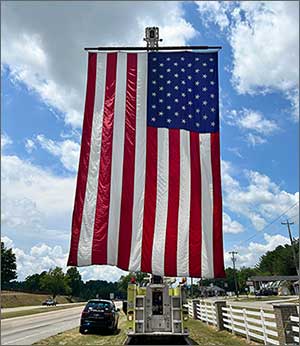 Flag display near road
